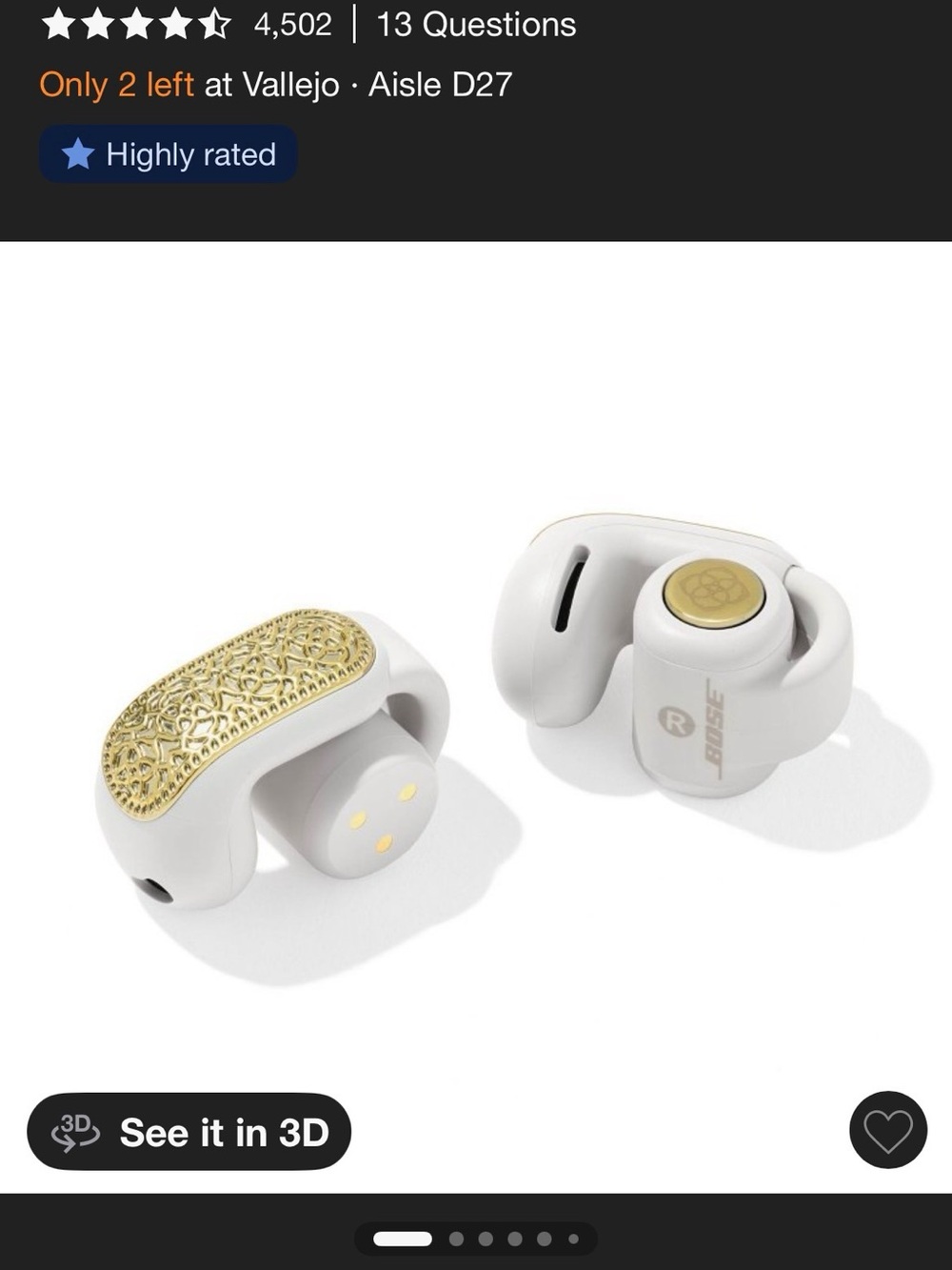 Bose White and Gold Earbud Headphones